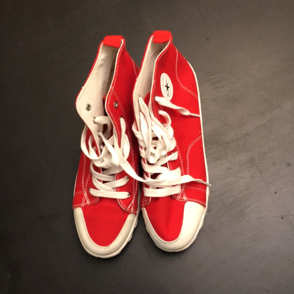 Size 10- red platform sneakers